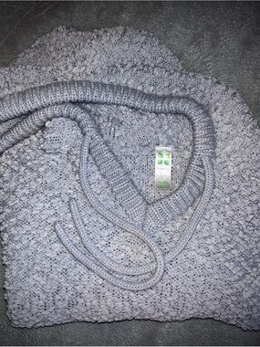 GreenTea Popcorn Bubble Knit Cowl Sweater - Light Gray